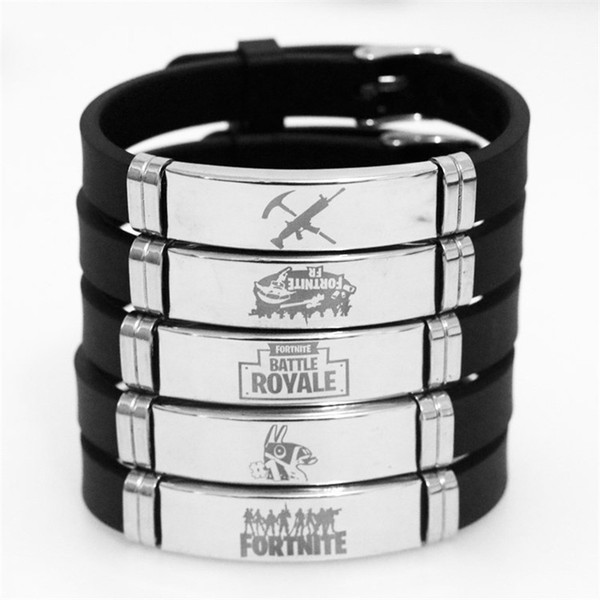 Fortnite Bracelets 10 Types 20cm Stainless Steel Silicone Wristband Game Animation Accessories Party Supplies Favors For Teens Kids Toys