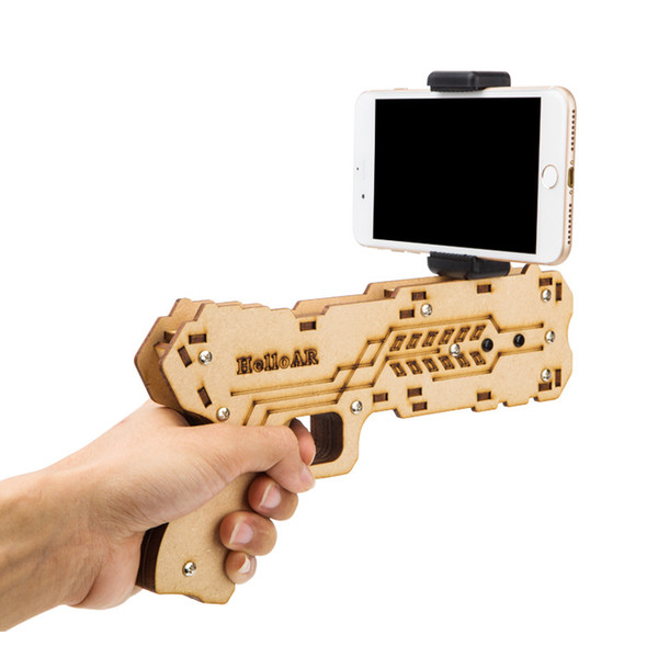 2017 Newest Portable Bluetooth AR-Gun Newest style 3D VR Games Wooden Material Toy AR Game Gun for Android iOS iPhone Phones