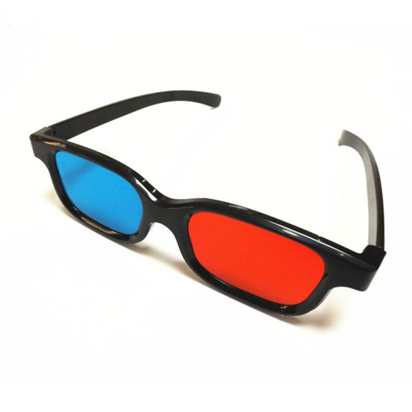 Elistooop 2pcs Fashion Universal Black Frame Red Blue Cyan Anaglyph 3D Glasses 0.2mm For Movie Game DVD