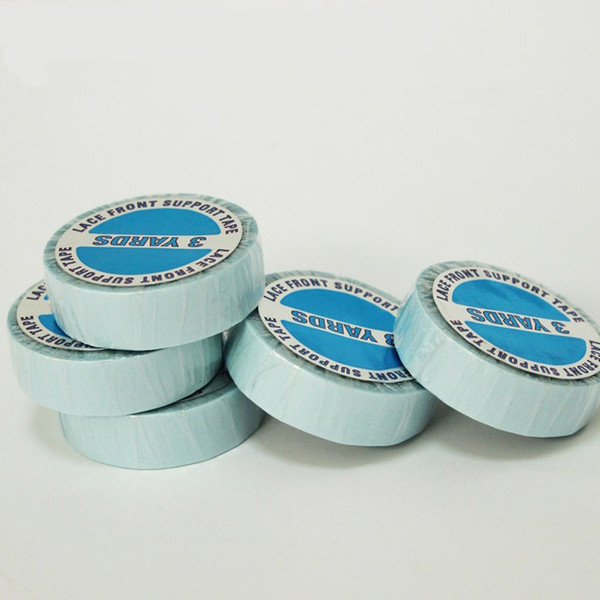 2 Rolls 0.8cm*3yard Blue Color Super Quality Hair Extension Tape Double Sided Adhesive Tape for PU Skin Weft Tape Hair Extensions