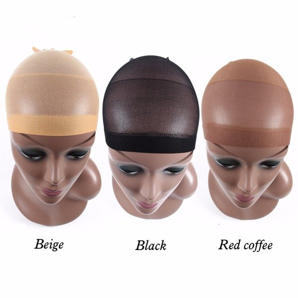 2 Pieces/Pack Wig Cap 3 colors Elastic Hairnets Dome Hair Wig Nets Stretch Mesh Flexiable Free Size