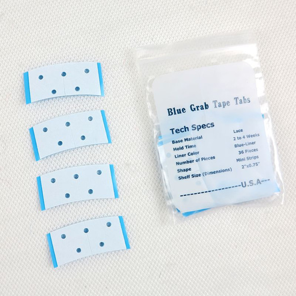 Doube Sided Super Hair Tape Adhesives Mini Strips Blue Lace Grab Tape Tabsfor Lace Wigs Toupee Hold 2-4 Weeks