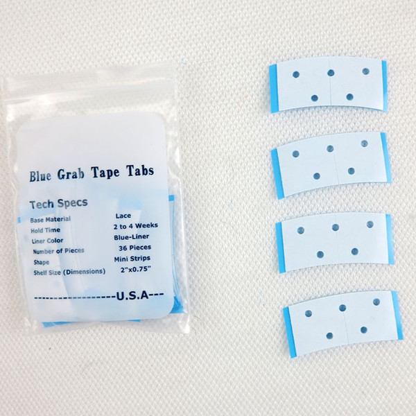 Blue Grab Tape Tabs double side Adhesives Mini Strips for Lace Wigs Toupee Hold 2-4 Weeks hair extensions tools