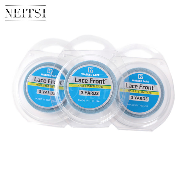 Neitsi 3Roll 1.9cm Double Sided 3 Yards Lace Front Support Tape Roll- Blue# USA Walker Adhesives Super Glue Tape For Hair Extensions