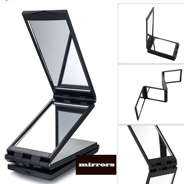 Foldable plastic 4 sides 360 degree make up mirror hair building fibers application to see yourself in every direction