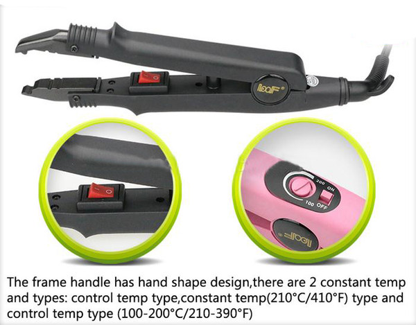 Professional Hair Connectors Virgin Brazilian Human Hair Heated Extension Iron With 3 Melting Tips Curved & Flat