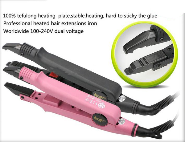 Professional Hair Connectors Virgin Brazilian Human Hair Heated Extension Iron With 3 Melting Tips Curved & Flat.