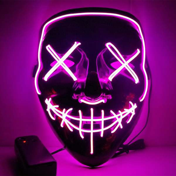 2018 new hot cool light LED mask flashing head braid halloween cosplay party EL wire slit mouth Ghost masks for All saints' day