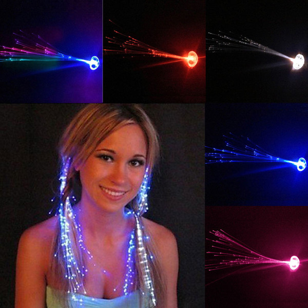 Flash Braid Colorful Flash Braid Luminous LED Hearwear Headdress Masquerade Festival Props Light Up Fiber Optic Hair Pigtail Christmas Gift