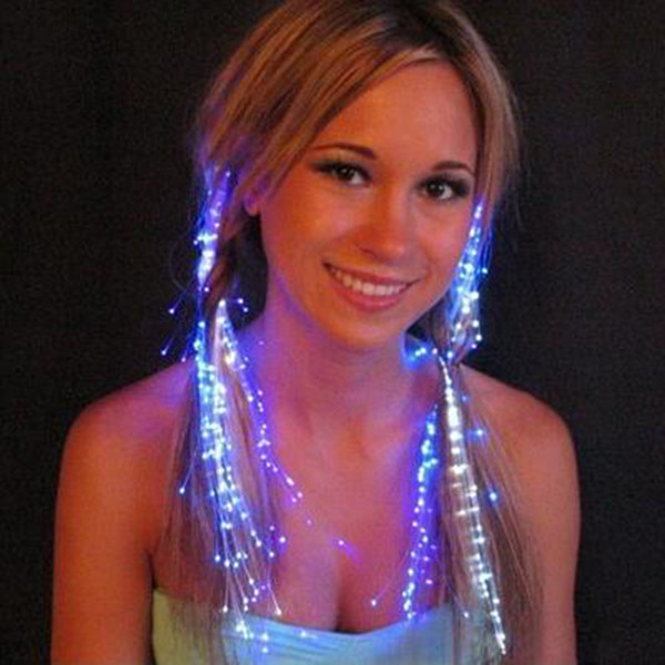 10pcs Luminous Light Up LED Hair Extension Flash Braid Party girl Hair Glow by fiber optic For party christmas Night Lights