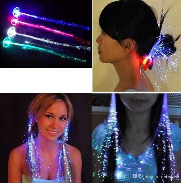 Luminous Light Up LED Hair Extension Flash Braid Party girl Hair Glow by fiber optic For Party Christmas Halloween Night Lights Decoration