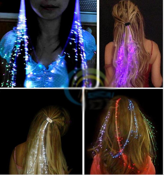 led braided hair extensions luminous glowing hair extensions Flash Braid Party Girl Hair Glow by Fiber Optic Christmas Halloween Decoration