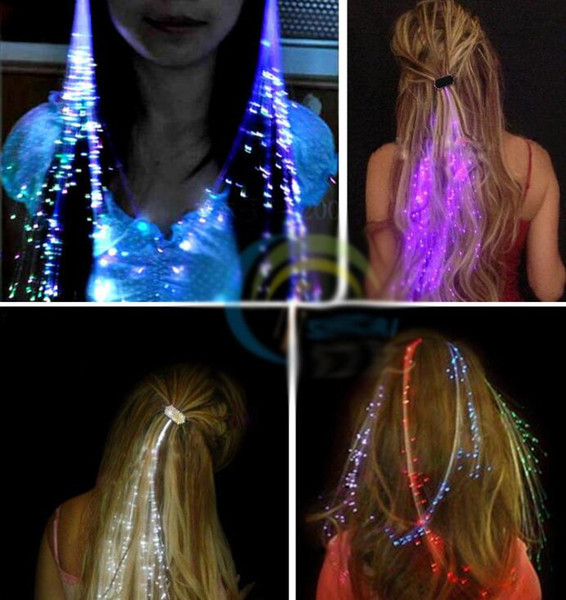 Led Flashing Hair Braid Hair Decoration Fiber Luminous Braid for Christmas Party Holiday Colorful Hair Braid Toys Gift Free Ship #FFL03