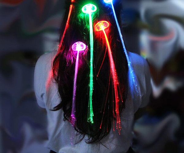 Luminous Light Up LED Hair Extension Flash Braid Party Girl Hair Glow by Fiber Optic Christmas Halloween Night Lights Decoration