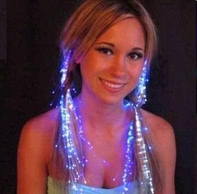 2015 XMAS gift girls Flash braid hair wire hairpin LED fiber optic lights dance bar Flash Hair hairpin