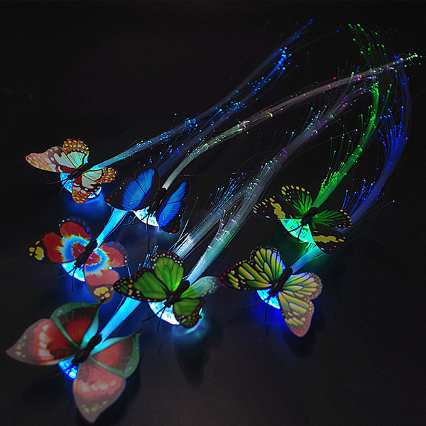 Glittering Butterfly braid led Light braided colorful braid Flash Children's Toy Hairpin performance Props Wholesale