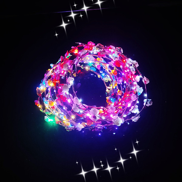 2019 Luminous garland colorful flash ten lights led headband children's toys shining hair hoop flash wreath tire