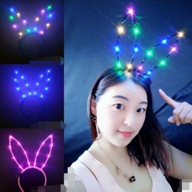 Flashing Rabbit's ear headband Extended version 14 bright lights luminous headbands direct selling new style headwear