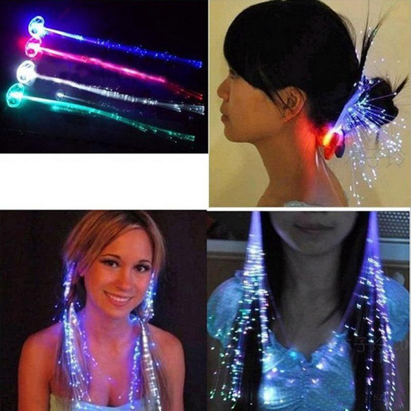 Free DHL Luminous Light Up LED Hair Extension Flash Braid Party Girl Hair Glow by Fiber Optic Christmas Halloween Night Lights