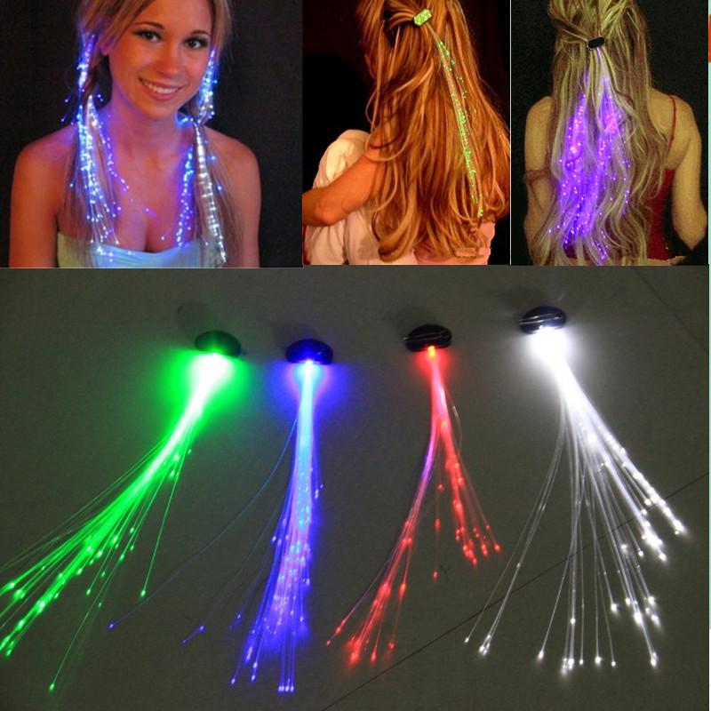 Led Hair Flash Braid Hair Decoration Fiber Luminous Braid Halloween Christmas Party Holiday KTV Colorful Hair Accessories LED Flashing Hair