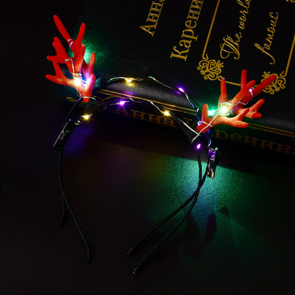 New Antlers LED Blinking Headband Kids Adults Flashing Deer Horn Hairband Hair Accessories Halloween Glow Party Supplies