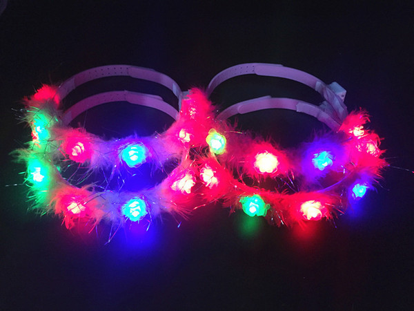 2017 LED children wreath crown head plush glowing luminous princess flower head headdress show wreath flashing hair braid