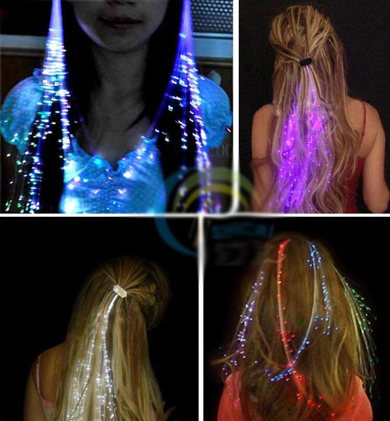 Wholesale Glow Blinking Hair Clip Flash LED Braid Show Party Decoration Colorful Luminous Braid Optical Fiber Wire Hairpin