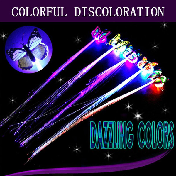 Flash Butterfly Braid Colorful Flash Braid Luminous LED Hearwear Headdress Props Light Up Fiber Optic Hair Pigtail Christmas Gift