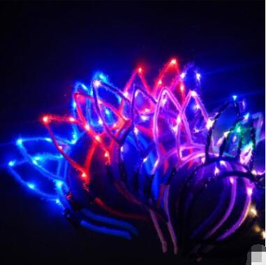 Flashing headband Cute cat ears rabbit ears Iron wire Luminous toy direct selling new style hair band