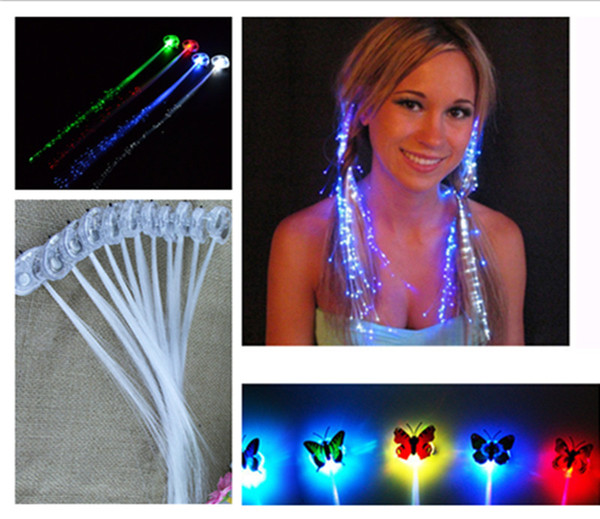 Colorful led flash butterfly braid fiber wire tire luminous color fiber braid Christmas butterfly led tire flash braids