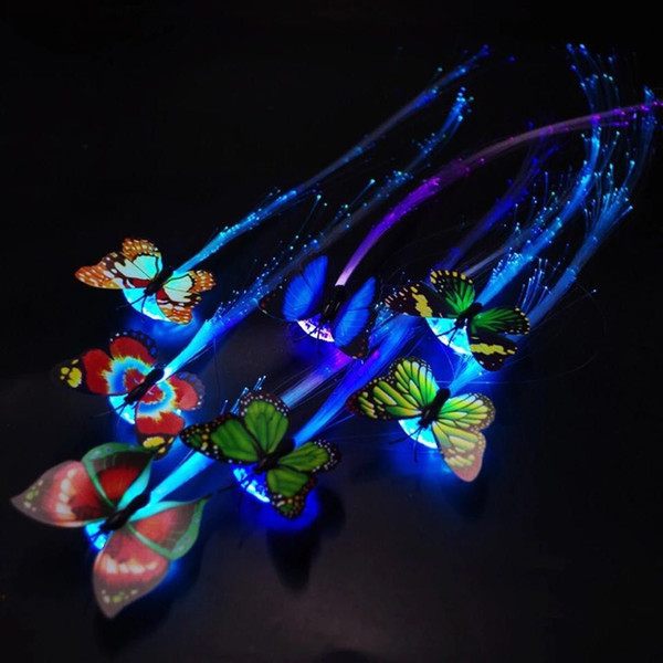 2019 Novelty LED Flashing Butterfly Hair Braid Glowing Barrettes Hair Clip Hairpin Women Girls Hair Accessories