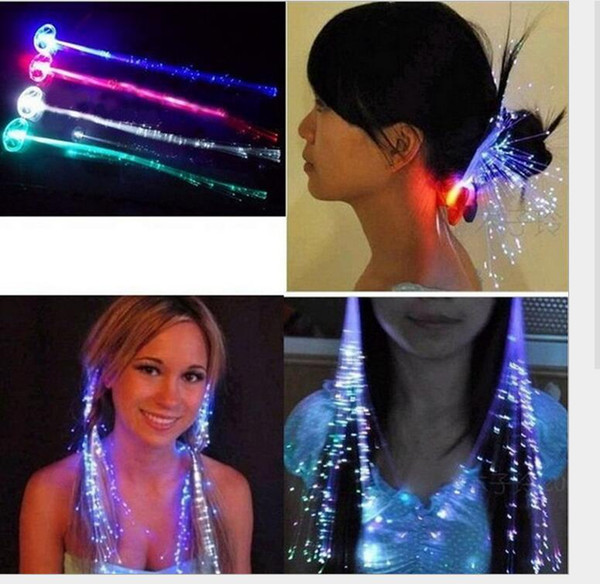 Colorful LED Wigs Glowing Flash Hair Braids Clip Hairpin Decoration Ligth Up Show New Year Party Christmas flash braid