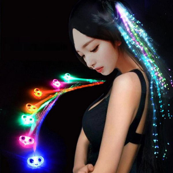 Luminous Light Up LED Hair Extension Flash Braid Party girl Hair Glow by fiber optic For Party Christmas Halloween Night Lights Decoration