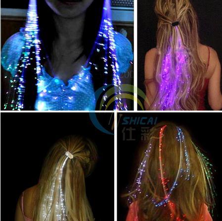 Flash LED Hair Light Emitting Fiber Optic Pigtail Braid Plait Luminous Hair Wig KTV Party Prom Supplies Hair Accessory headdress