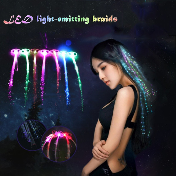 Flash Braid Colorful Flash Braid Luminous LED Hearwear Headdress Masquerade Festival Props Light Up Fiber Optic Hair Pigtail