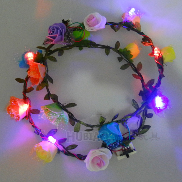 Hawaiian Floral Hairband LED Glowing Flower Garlands Hairclips Flash Light Emitting Beach Wedding Prom Dress Up Bride Hairdress Crown