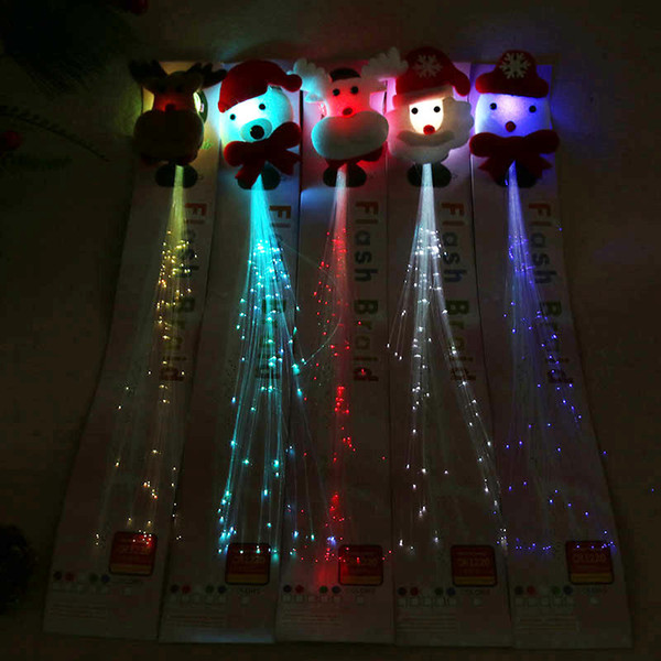 LED Flash Christmas Braid Party Concert LED Hair Accessories Halloween Christmas Accessories Santa Claus Snowman LED Toys CCA7943 1000pcs