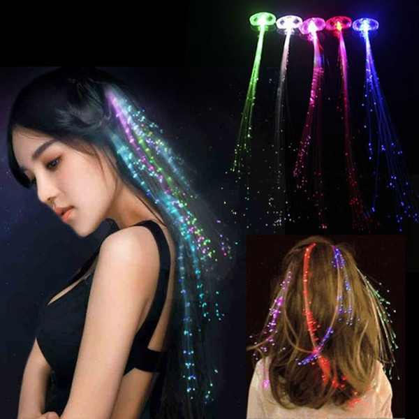 New Flash Braid Colorful Flash Braid Luminous LED Hearwear Headdress Masquerade Festival Props Light Up Fiber Optic Hair Pigtail