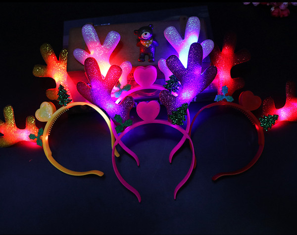 Cute cartoon LED Flash Antlers Hairpin Headband Halloween Party Props Costume Ball Decoration Christmas Gifts Snowman antlers headband with