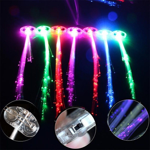 Flash light emitting braid fiber optic wire braid hairpin LED light bar wig party supplies Factory Outlet