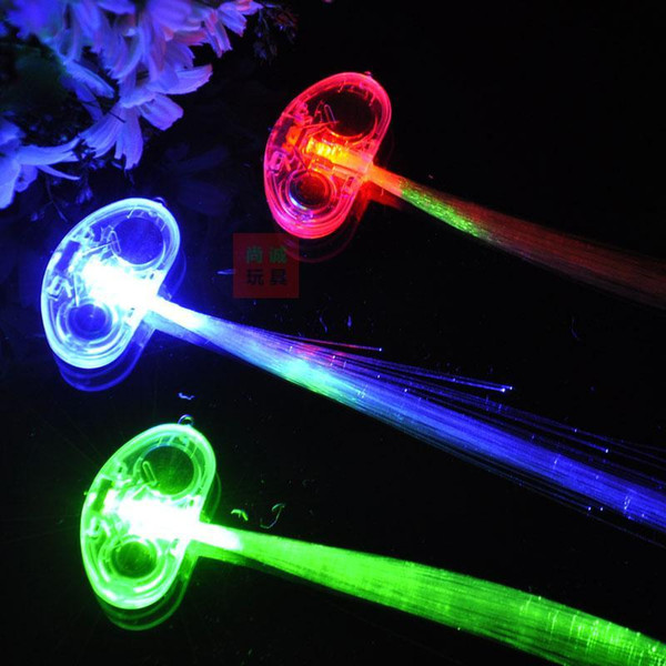 Flash light emitting braids hair fiber pigtails Glow Bar KTV concert cheering props with free shipping