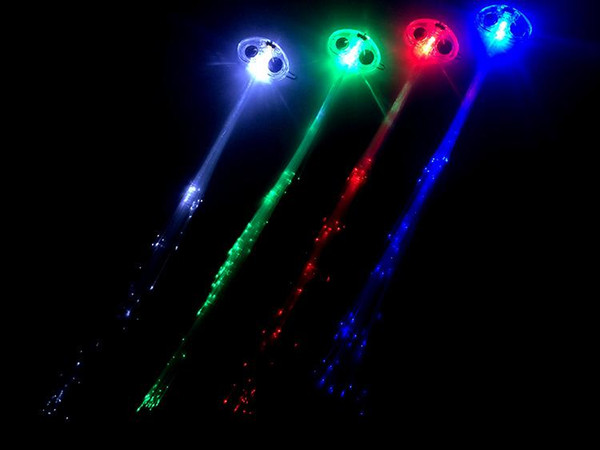 Colorful flash light emitting braid fiber pigtails flashing hair LED wire braid bar dance festival supplies