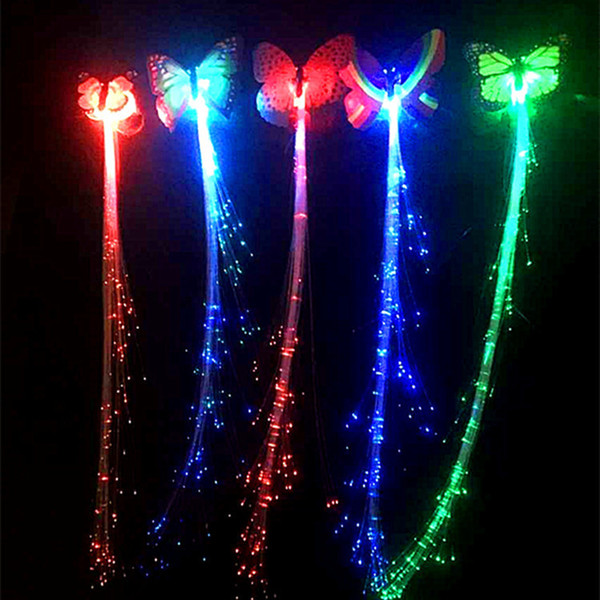 Colorful glowing braid butterfly LED flash fiber braid hair silk braided bar Halloween items