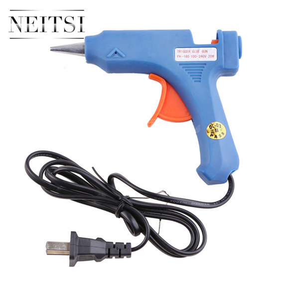 Neitsi 1Pcs USA Plug 20W Blue Glue Gun +12 Pcs Keratin Glue Sticks Professional Hair Extensions Tools for Hair Extensions Apply&Craft Repair