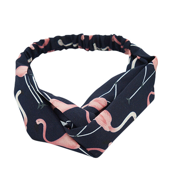 Women Girls Fashion Spring Summer Cartoon Birds Wide Bands Chiffon Headbands Turban Headwear Hair Accessories