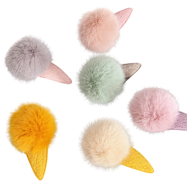 High Quality 1 PC Hairpins With Big Fur Pompom Ball Gripper Hairball Pom Barrettes Hair Clips For Women Girl Hair Accessories