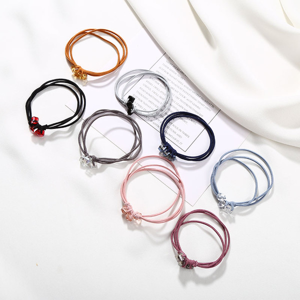 Ponytail Holder Transparent Crystal Cubes Three Layers Candy Color Sweet Pink Purple Black Headwear Elastic Hair Bands For Women