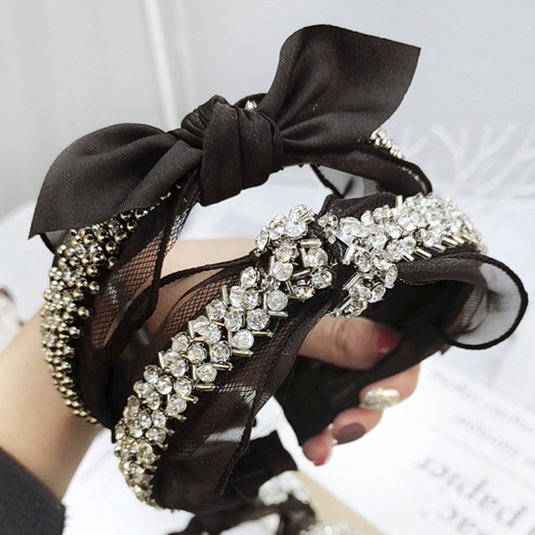 Fashion Pearl Rhinestone Jewelled Hair Bands For Women Girls Lace Hairband Headband Hair Accessories Haar Clips Diademas