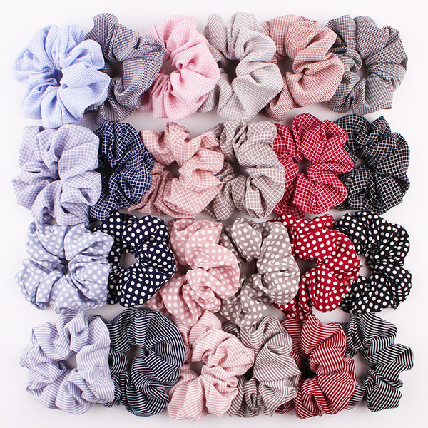 Scrunchies Hair Rope Dot Stripe Grid Fabric Scrunchies Hair Accessories For Women Elastic