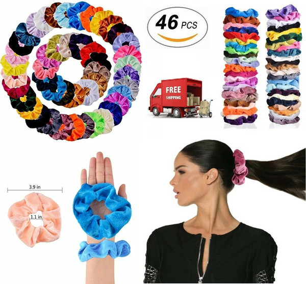 Hair Scrunchies Velvet Elastics Hair Ties Scrunchy Bands Ties Ropes Gifts 46 Pcs